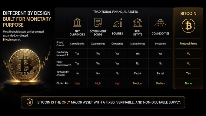 Confronto tra la politica di offerta di Bitcoin e gli asset finanziari tradizionali