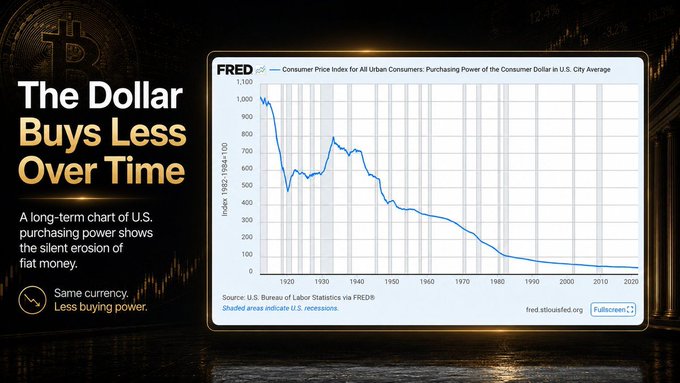 Long-term decline in the purchasing power of the US dollar