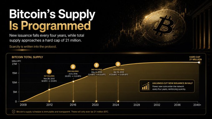 Bitcoin's programmed supply and halving schedule