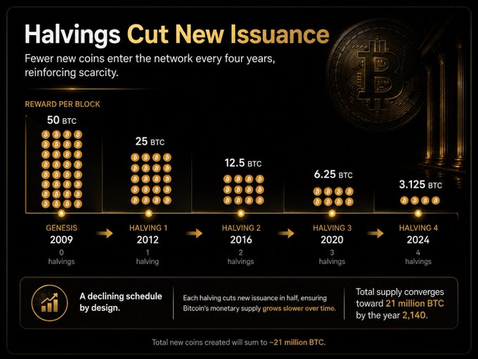 Bitcoin halvings and declining new issuance